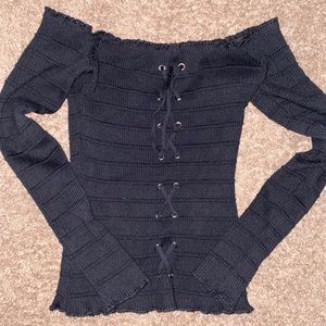 Black off the shoulder top
